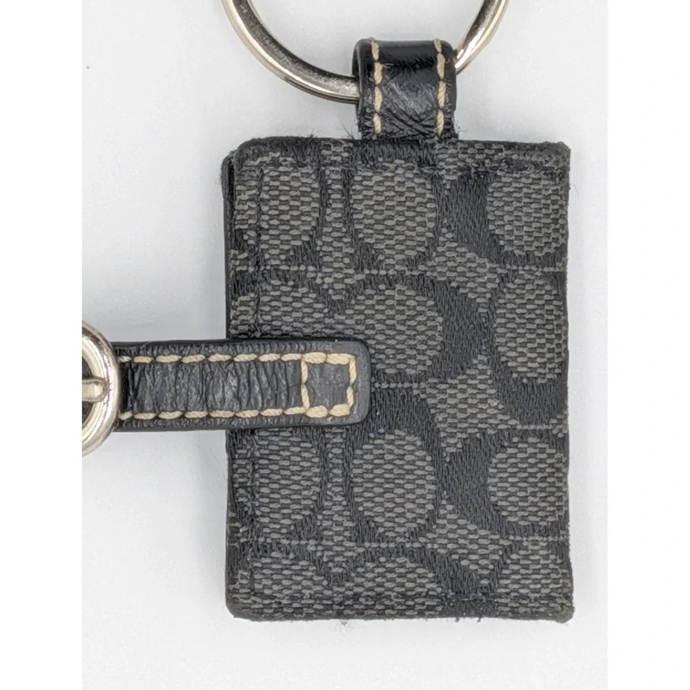 Coach Picture Frame Charm Keychain Black Grey Signature Canvas Vintage Mini Y2K